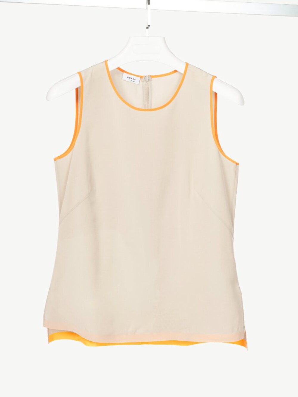 Akris Punto Grey Silk Crepe de Chine Piped Tank